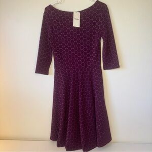 NWT Leota Aubergine Luce Jacquard Dress sz Small